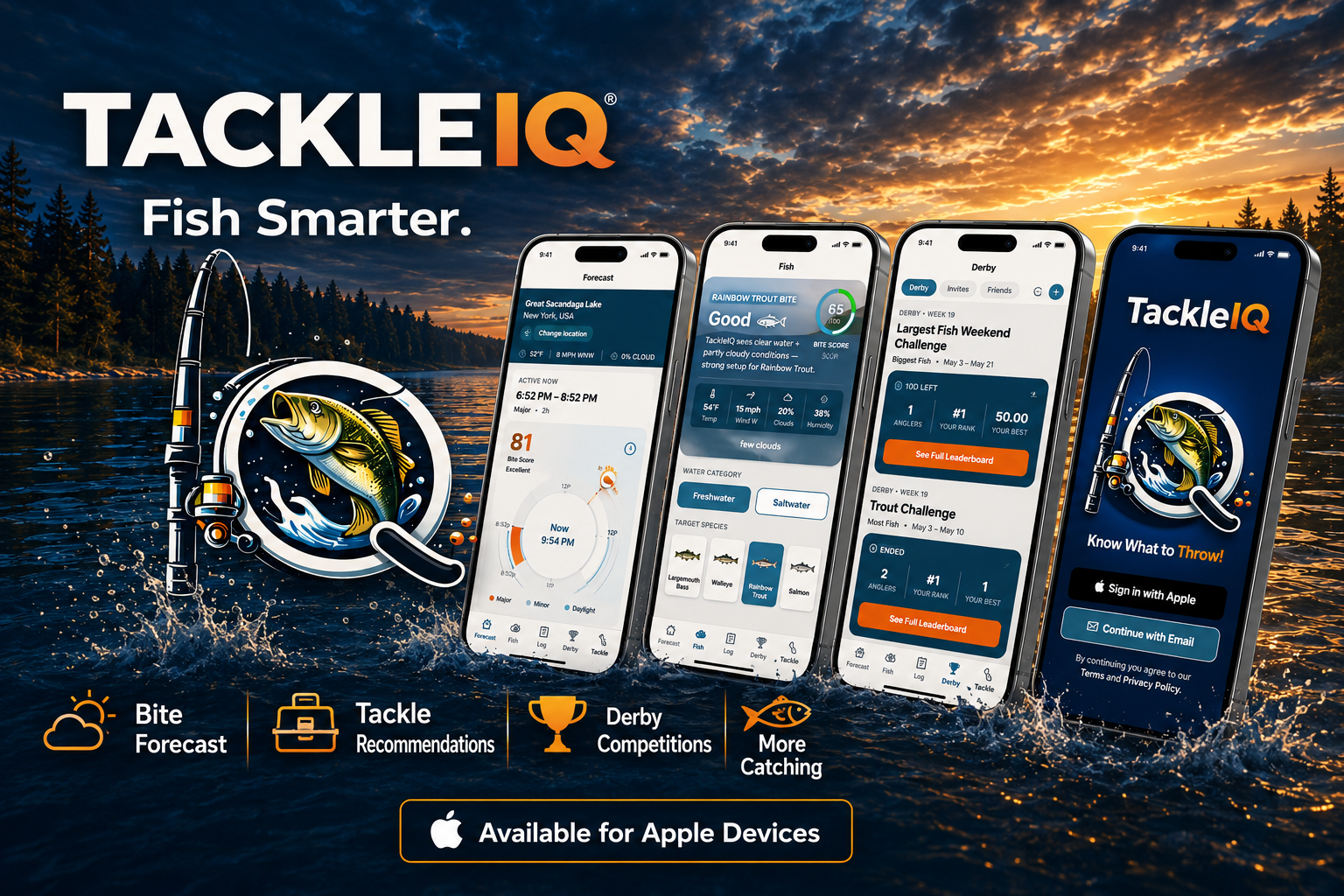 TackleIQ app showing AI lure recommendations on an iPhone